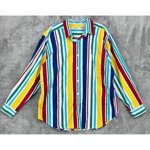 Vintage Talbots Blouse Large Striped Retro Western Preppy Casual Classic Cotton